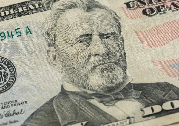 Ulysses S. Grant face sur US cinquante ou 50 dollars macro projet de loi — Photo