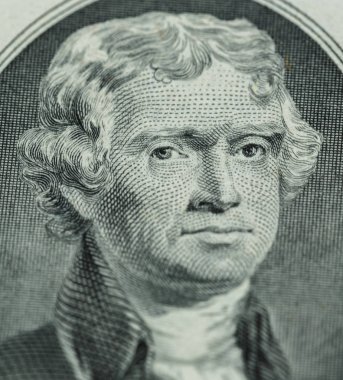 Başkanı Thomas Jefferson yüz bize iki Doları bill closeup ma
