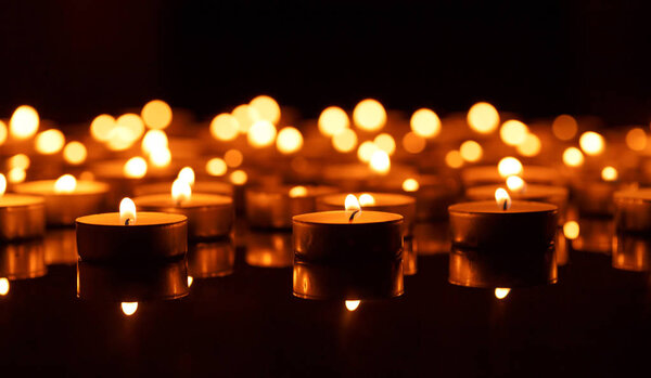 Burning candles with shallow depth of field