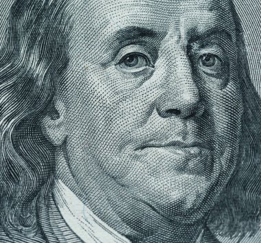 Benjamin Franklin'in portresi yüz dolarlık banknot üzerinde