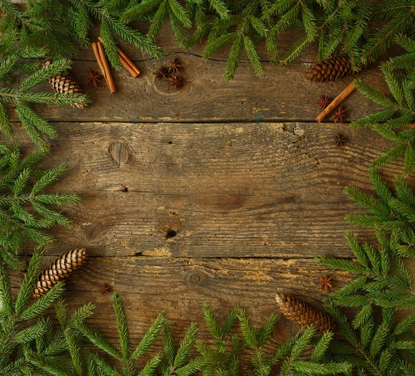 Karácsonyi fa ága, a fahéjat és a fából készült Erősfű — Stock Fotó