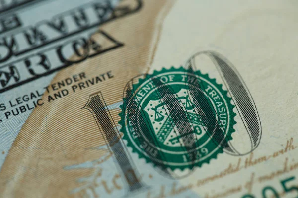 Close-up van 100 dollar bill in ons valuta — Stockfoto