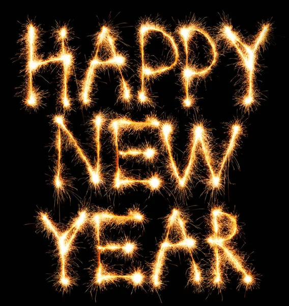 Mutlu yeni yıl sparkles siyah üzerine yapılmış — Stok fotoğraf
