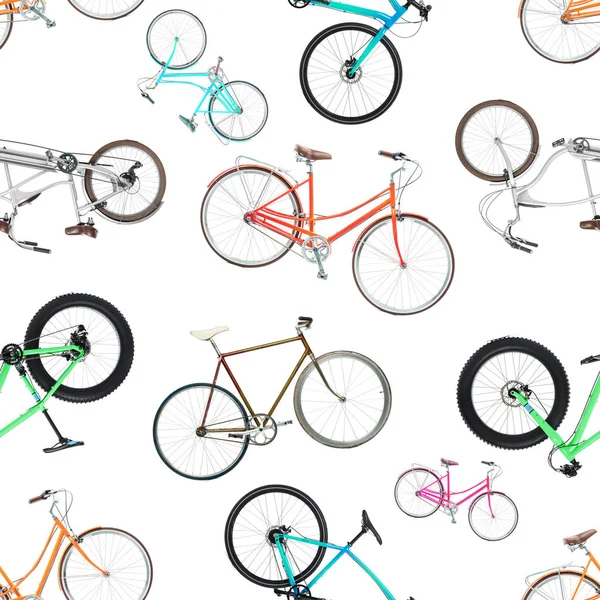 Patrón sin costuras de diferentes bicicletas aisladas en un blanco — Foto de Stock