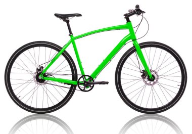 Green bicycle isolated on a white clipart