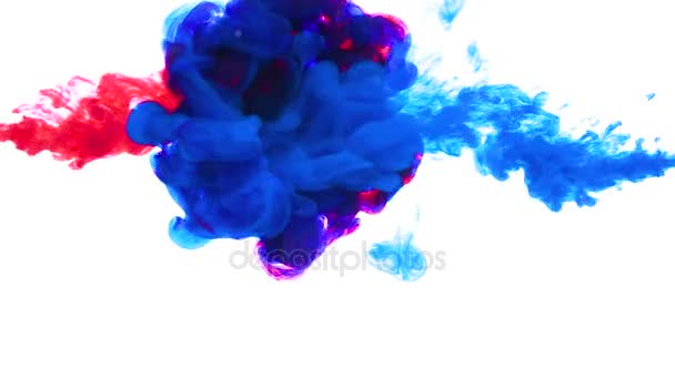 Color drop underwater creating a silk drapery. Ink swirling underwater — Stock Video