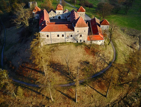 Foto udara dari kastil Svirzh tua — Stok Foto