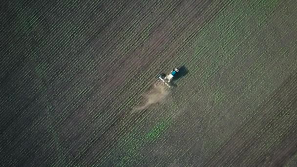 Traktor führt Aussaat auf dem Feld durch — Stockvideo