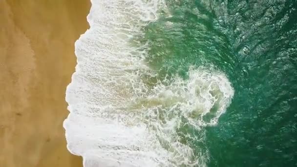 Top view of a deserted beach. The Portuguese coast of the Atlantic Ocean — Stock Video