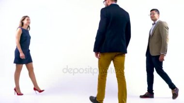 Grup Studio kamera için poz üç iş ortakları