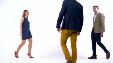 Grup Studio kamera için poz üç iş ortakları