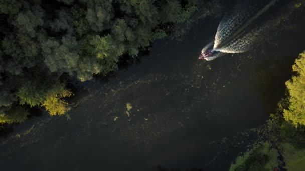 Luftaufnahme der Boote, die den Fluss überqueren — Stockvideo