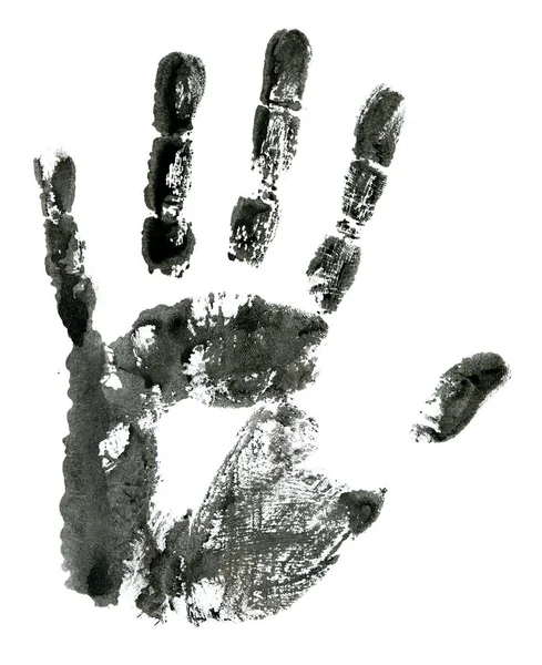 Närbild av svart hand tryck på vit bakgrund — Stockfoto
