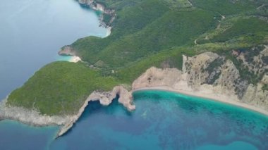 Yunanistan Corfu Island Paradise Beach üzerinde uçuş