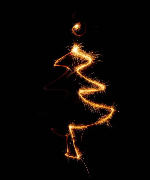 Arbre de Noël fait par scintillant sur un noir — Photo