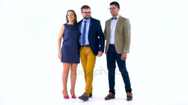 Grup Studio kamera için poz üç iş ortakları