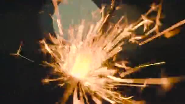 Christmas sparkler burning on a black — Stock Video