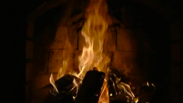 Fire in a fireplace — Stock Video