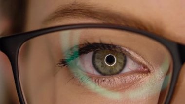 Makro yakın çekim göz gözlük yanıp sönen