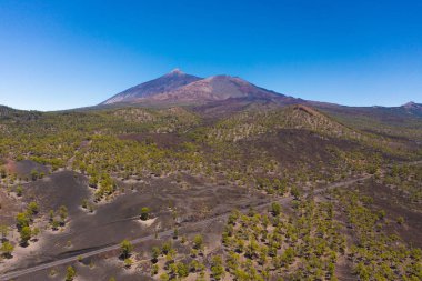 Tenerife, Kanarya Adaları 'ndaki Teide Ulusal Parkı' nın havadan görünüşü, 
