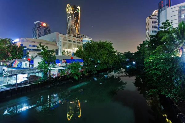 Bangkok canal vista nocturna —  Fotos de Stock