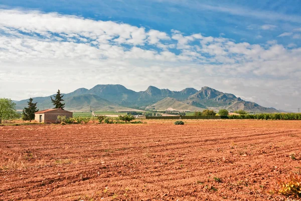 Tarım alanında dağlar bsckground — Stok fotoğraf