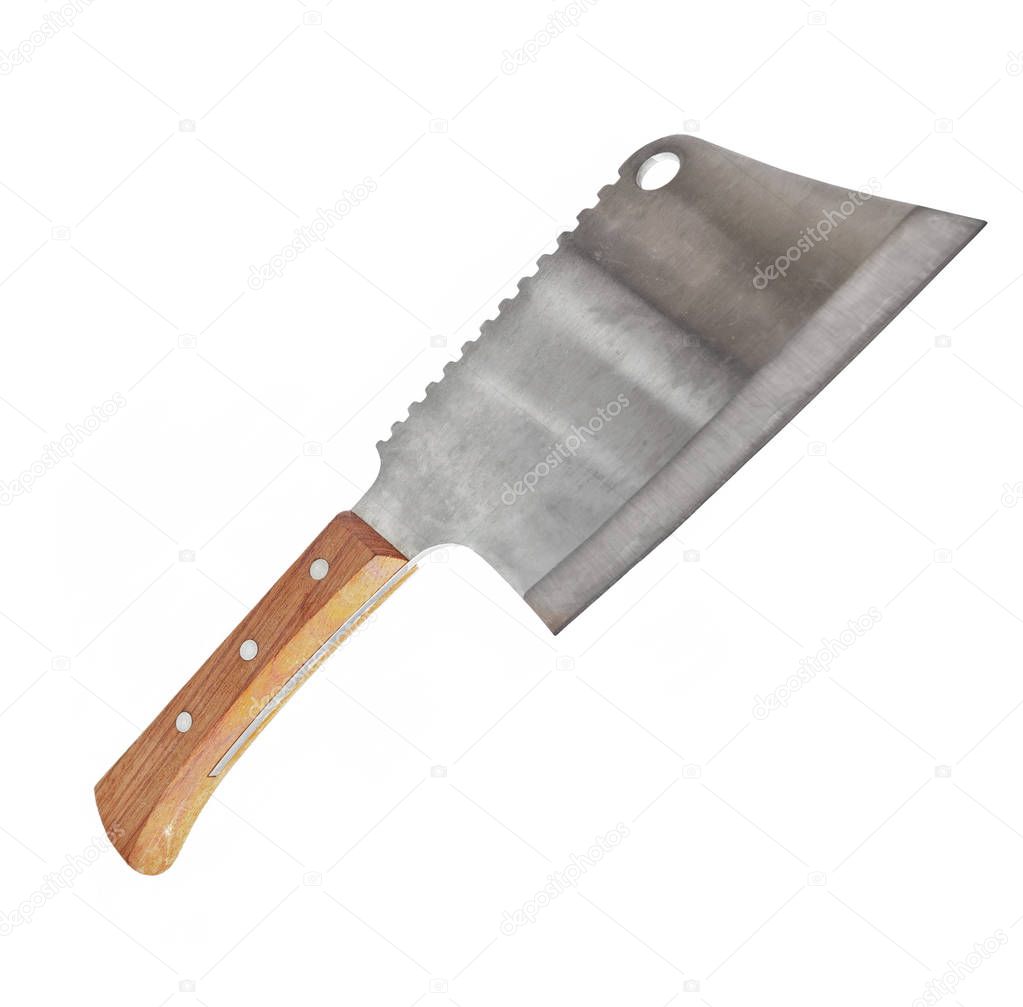 meat cleaver on white