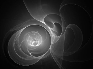 dijital soyut fraktal arkaplan bilgisayarda siyah ve beyaz olarak oluşturuldu.