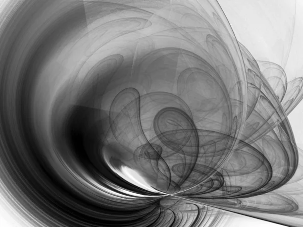 黑白计算机生成的数字抽象分形背景 — 图库照片