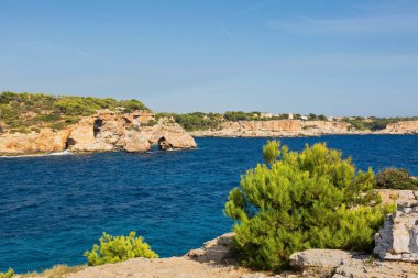 Güzel defne plaj turkuaz deniz suyu. Mallorca Adası