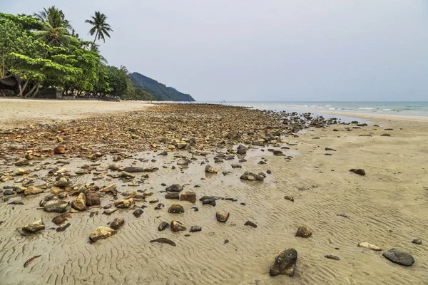 Tropisk strand under mörk himmel — Stockfoto