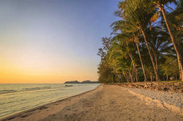 Tropisk strand vid solnedgången. — Stockfoto