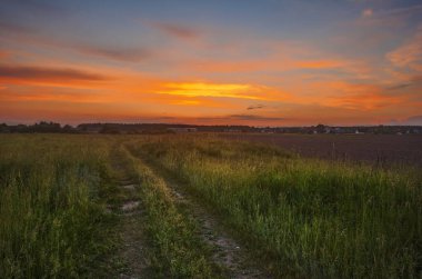 yaz gün batımı alanında yol