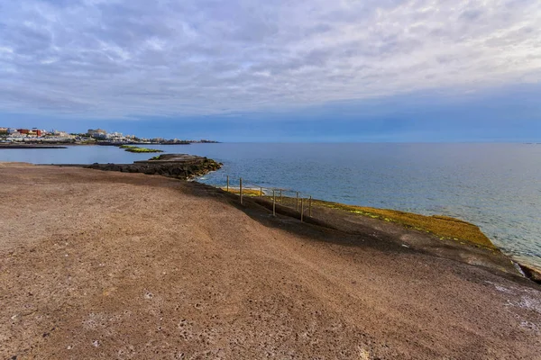 Rocce Sulla Spiaggia Attuale Prima Del Tramonto Costa Adeje Tenerife — Foto Stock