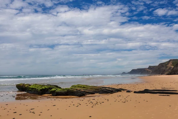 Widok Plażę Cordoama Zachodnie Wybrzeże Atlantyku Region Algarve Południe Portugalii — Zdjęcie stockowe