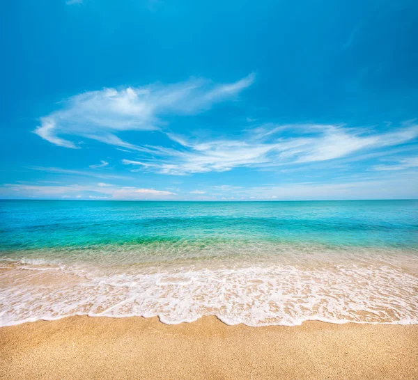 Bella spiaggia sabbiosa e mare tropicale — Foto Stock