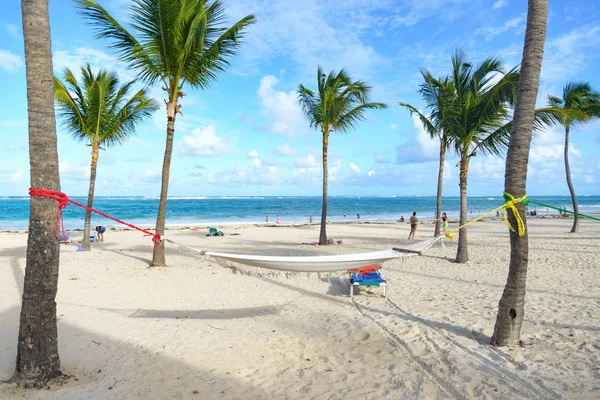 Amaca Sulla Spiaggia Soleggiata Punta Cana — Foto Stock