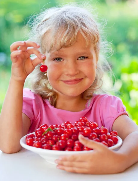 Girl with cherry — Stock Photo, Image