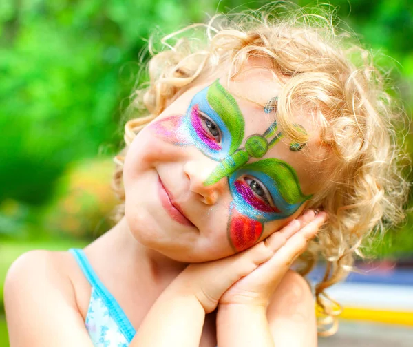 Beautiful girl with a body painting — Stock Photo, Image