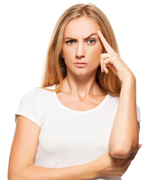 Mujer guiñando el ojo en blanco —  Fotos de Stock