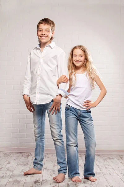 Children in jeans — Stock Photo, Image