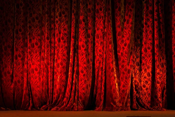 Red Theater Curtain illuminated — Stock Photo, Image