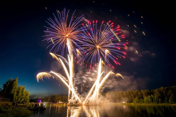 Firework in Adazi over the river — Stock Photo, Image