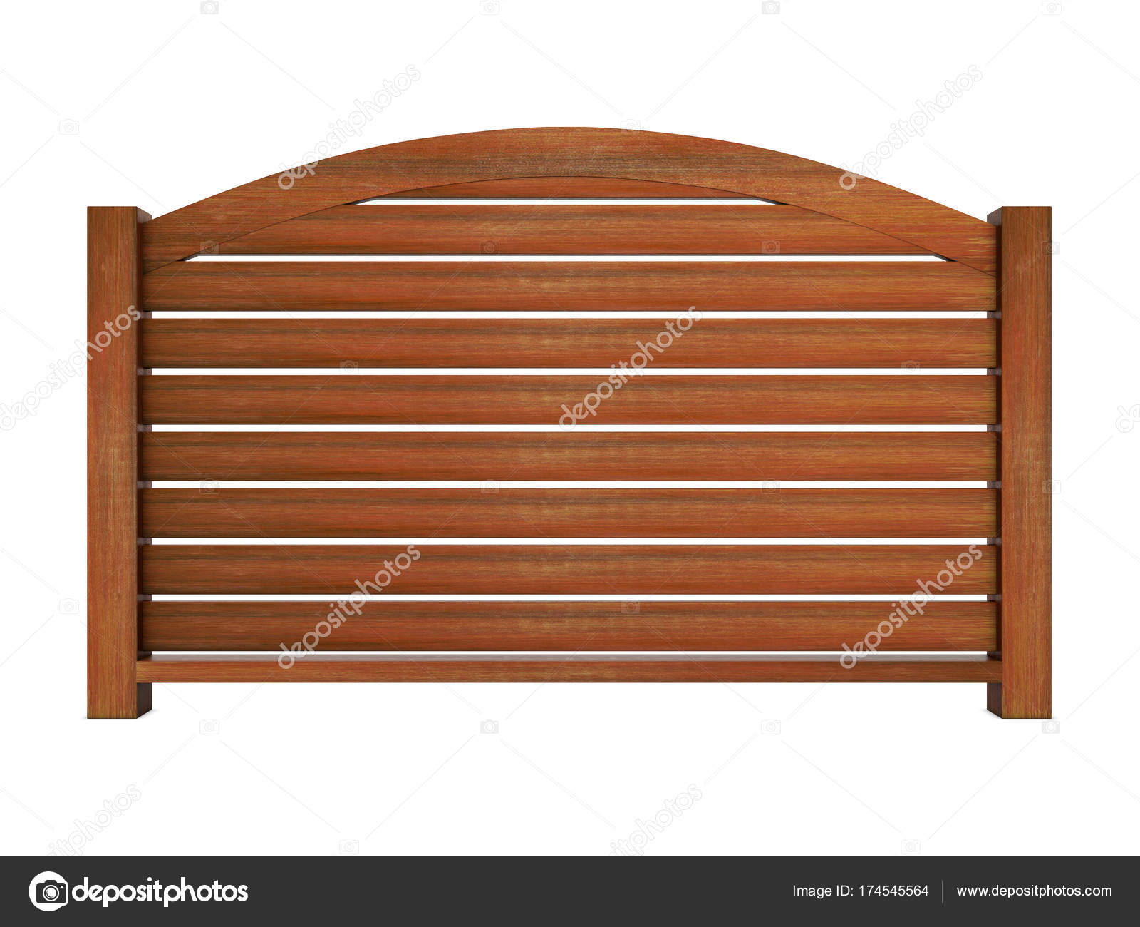 Ipe Wooden Railing With Wooden Balusters And Curved Top Rail 3d