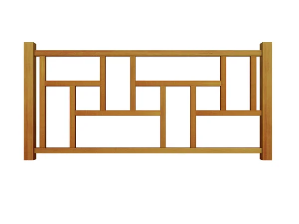 雪松木栏杆与木制栏杆 3d 渲染 — 图库照片