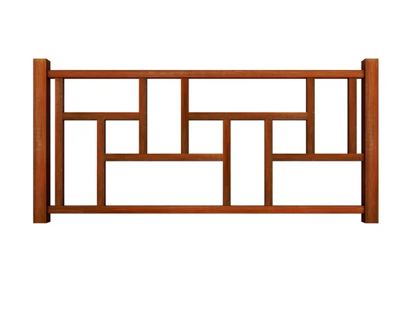 Ipe 木制栏杆与木制栏杆 3d 渲染 — 图库照片