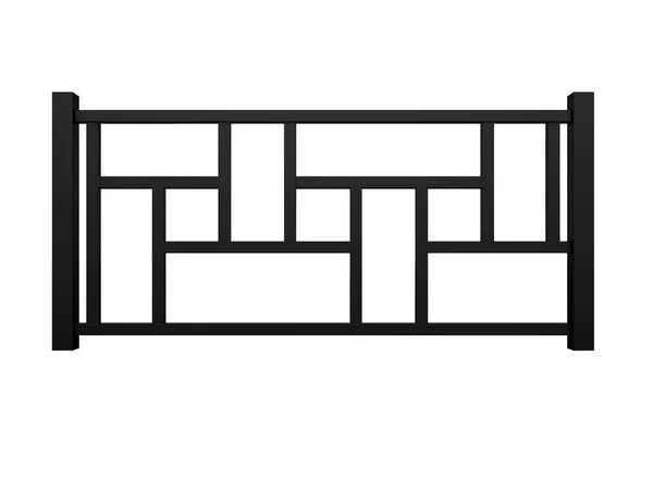 Чорні дерев'яні перила з дерев'яними балясинами 3d візуалізація — стокове фото