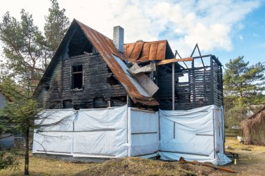 Burnt out house. Estonia clipart