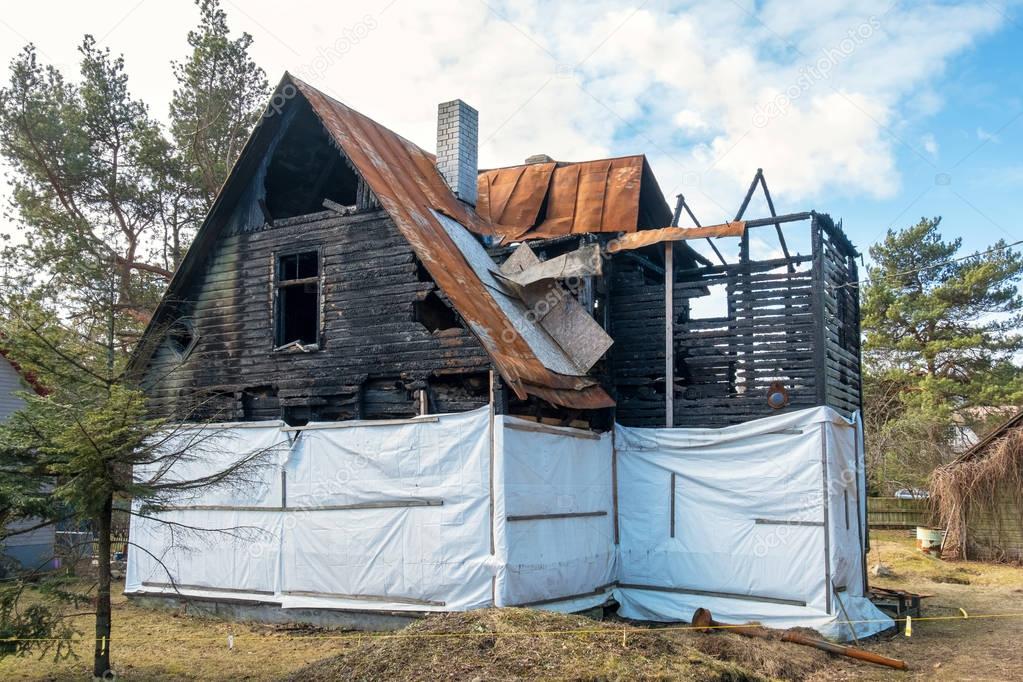 Burnt out house. Estonia