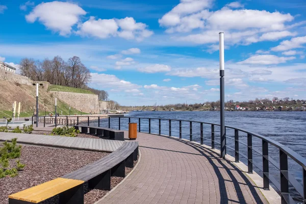 Narva şehir ve nehir. Estonya, AB — Stok fotoğraf